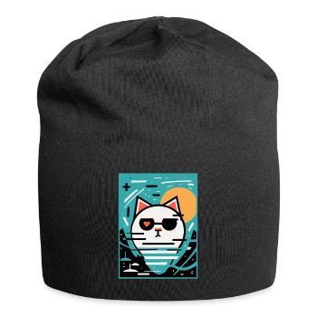 Art artiste chat avec coeur - Bonnet en jersey - noir - Devant