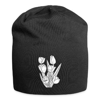 Bouquet de tulipes - Bonnet en jersey - noir - Devant