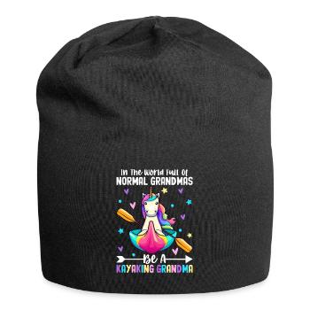 Female kayaker paddling - Jersey Beanie - black - Front