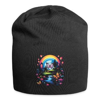 Cute Kawaii Rainbow Butterflies Dream - Jersey Beanie - black - Front