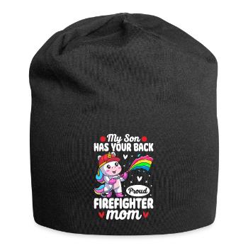Feuerwehr-Mama - Jersey-Beanie - Schwarz - Vorne