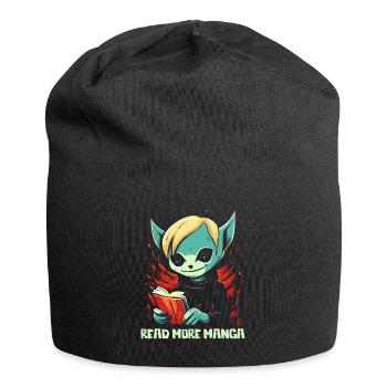Anime Cartoon-Kreatur mit Buch: Lies mehr Manga - Jersey-Beanie - Schwarz - Vorne