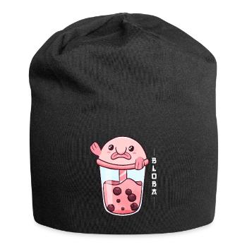 Blobfish Boba Bubble Milk Tea - Jersey Beanie - black - Front