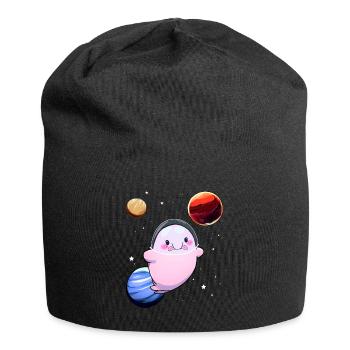 Lustiger Blobfisch Raum Astronaut Planeten - Jersey-Beanie - Schwarz - Vorne