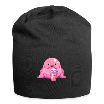 Kawaii Blobfish rose Boba Bubble Milk Tea - Bonnet en jersey - noir - Devant