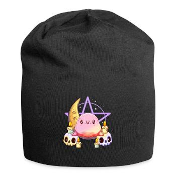 Kawaii Pastell Goth Blobfish Halbmond Schädel - Jersey-Beanie - Schwarz - Vorne