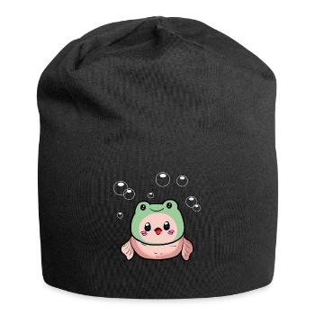 Chapeau de grenouille Kawaii Cottagecore Blobfish - Bonnet en jersey - noir - Devant