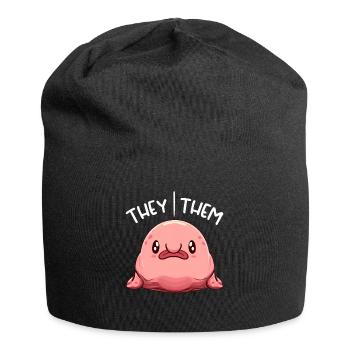 Kawaii Non Binaire Pronoms Queer Pronoms Blobfish - Bonnet en jersey - noir - Devant
