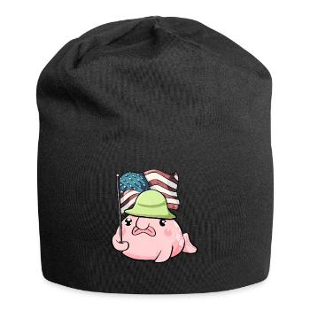 Kawaii patriotique Blobfish 4 juillet drapeau américain - Bonnet en jersey - noir - Devant