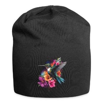 Colibri oiseau Floral oeuvre - Bonnet en jersey - noir - Devant