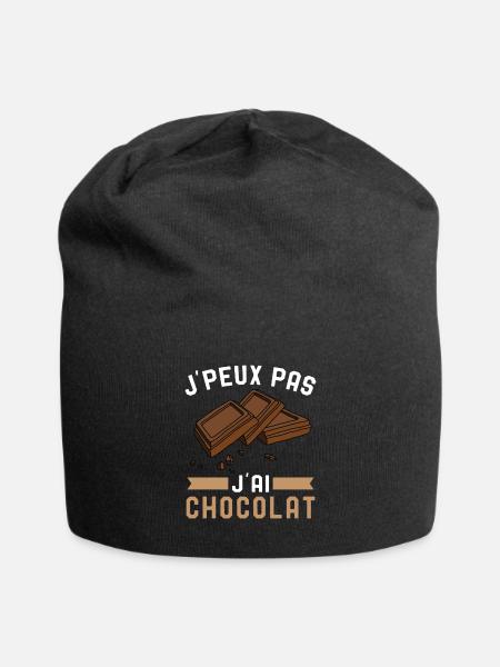 Je Peux Pas J'Ai Chocolat Humour Chocolatine - Bonnet en jersey - noir
