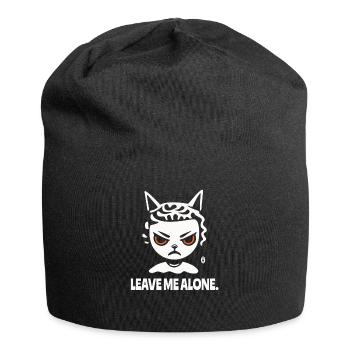 Lass mich in Ruhe, Ein Cartoon Katzen Mädchen - Jersey-Beanie - Schwarz - Vorne