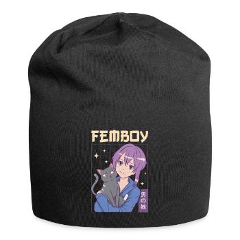 Femboy Crossdressing Crossdresser MTF Anime - Jersey Beanie - black - Front