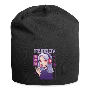 Femboy Crossdressing Crossdresser MTF Anime - Jersey Beanie - black - Front