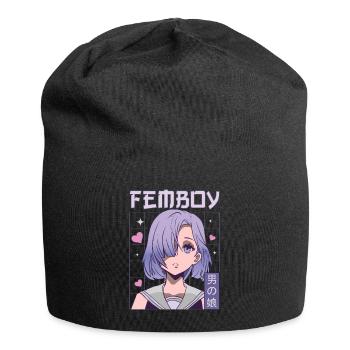 Femboy Crossdressing Crossdresser MTF Anime - Jersey Beanie - black - Front