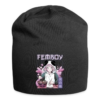 Femboy Crossdressing Crossdresser MTF Anime - Jersey Beanie - black - Front