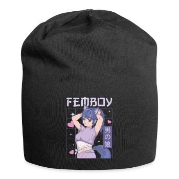 Femboy Crossdressing Crossdresser MTF Anime - Jersey Beanie - black - Front