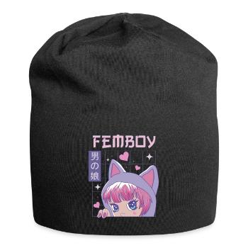 Femboy Crossdressing Crossdresser MTF Anime - Jersey Beanie - black - Front