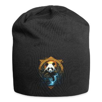 Panda Chinese Japanese Asia Bamboo Kawaii - Jersey Beanie - black - Front