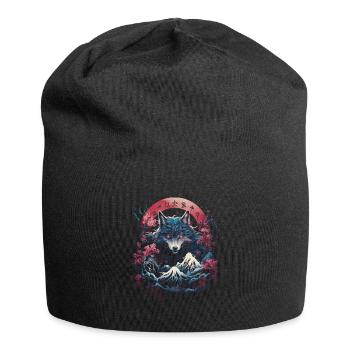 Wolf Japanisch Japanische Kunst Anime Traditionell - Jersey-Beanie - Schwarz - Vorne