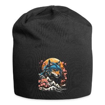Wolf Japanisch Japanische Kunst Anime Traditionell - Jersey-Beanie - Schwarz - Vorne