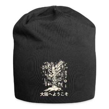 Willkommen in Osaka: Japan Straßenansicht - Jersey-Beanie - Schwarz - Vorne