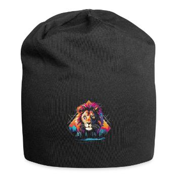 Löwe Savanne Natur Gemälde Tierreich Wildnis - Jersey-Beanie - Schwarz - Vorne
