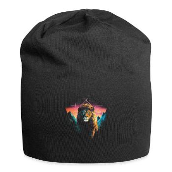 Löwe Savanne Natur Gemälde Tierreich Wildnis - Jersey-Beanie - Schwarz - Vorne