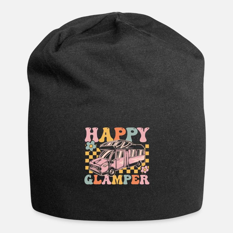 Groovy Glamping - Jersey-Beanie - Schwarz