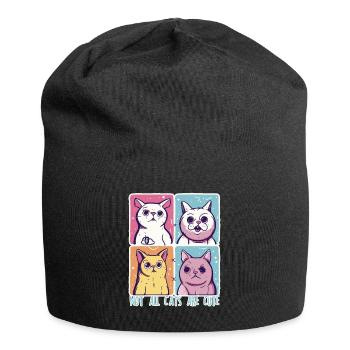 Katze streicheln: Nicht alle Katzen sind niedlich - Jersey-Beanie - Schwarz - Vorne