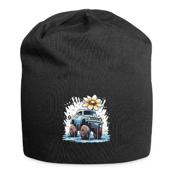 Ein bunter Flower Power Monstertruck - Jersey-Beanie - Schwarz - Vorne