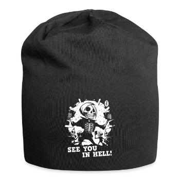 Feiern wir in der Hölle,wir sehen uns in der Hölle - Jersey-Beanie - Schwarz - Vorne