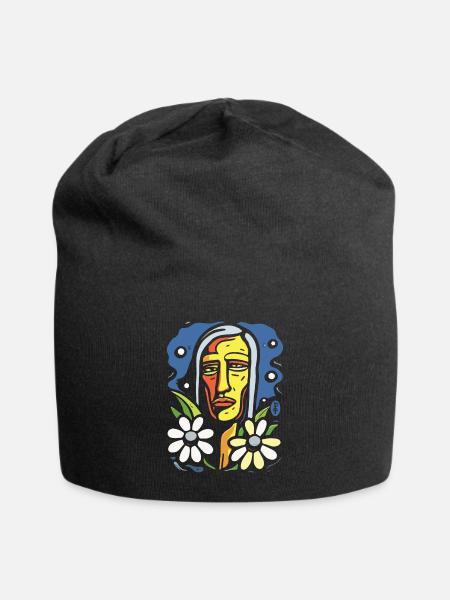 Style d’art moderne : Fleurs colorées Amérindiens - Bonnet en jersey - noir