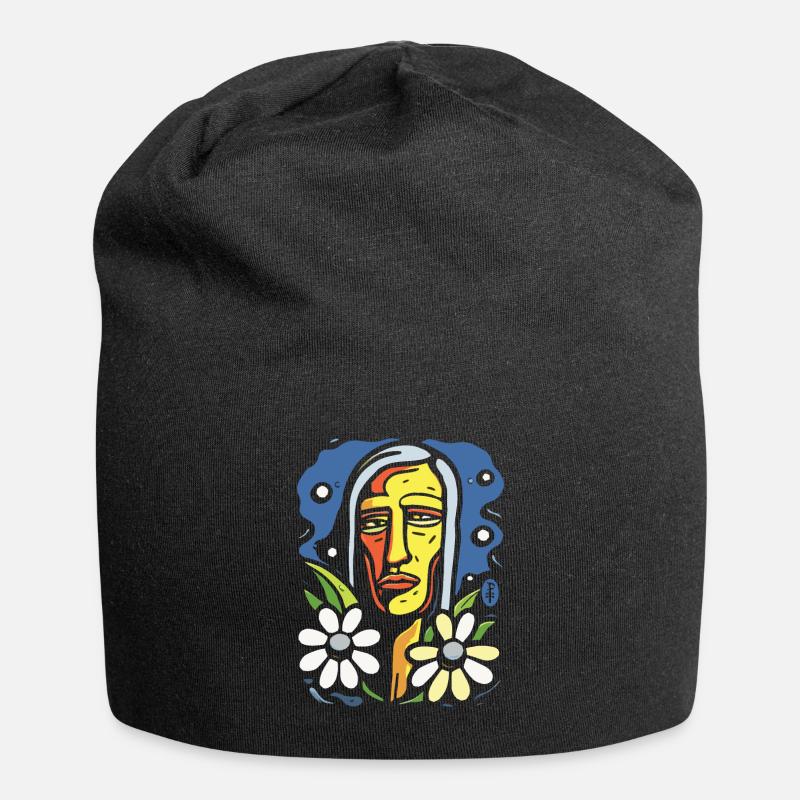 Style d’art moderne : Fleurs colorées Amérindiens - Bonnet en jersey - noir