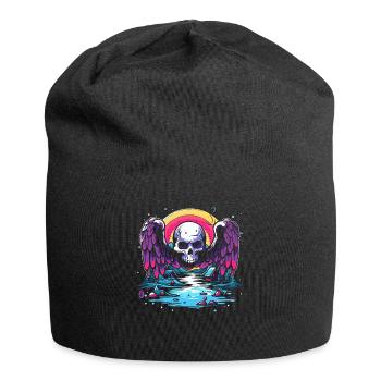 Der Totenkopf Geier besucht das ländliche Camping - Jersey-Beanie - Schwarz - Vorne