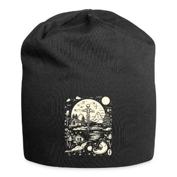Skeleton-Nature-Abstract-Crazy Drawing - Jersey Beanie - black - Front