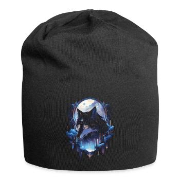 Majestätischer Wolf Wölfe - Jersey-Beanie - Schwarz - Vorne
