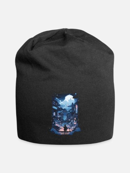 Cyberpunk Manga Kyoto Glitch - Jersey-Beanie - Schwarz