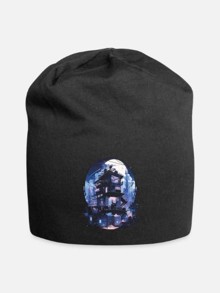 Cyberpunk Manga Kyoto Glitch - Jersey-Beanie - Schwarz