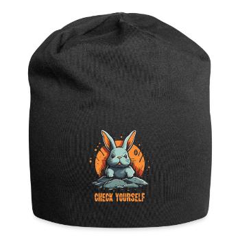 Check Yourself: A Cool Orange Bunny - Jersey Beanie - black - Front