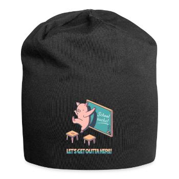 School sucks, get out of here, happy pig - Jersey Beanie - black - Front