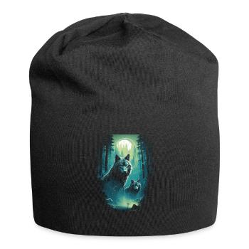 Fantasy Wolves Wolf Moonlight Illustration - Jersey Beanie - black - Front