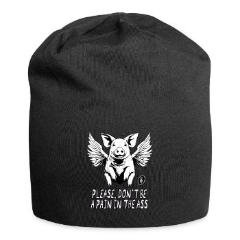 Fliegendes Schwein mit Flügeln, sei nicht nervig - Jersey-Beanie - Schwarz - Vorne