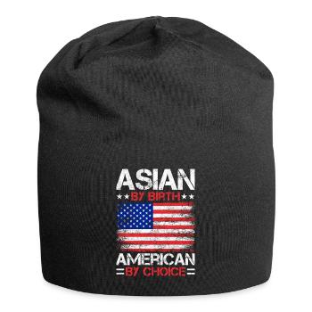 Asiatisch-amerikanische US-Flagge - Jersey-Beanie - Schwarz - Vorne