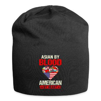 Asiatisch-amerikanische US-Flagge - Jersey-Beanie - Schwarz - Vorne
