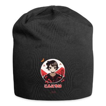 こんにちは Konnichiwa Hallo Japan - Jersey-Beanie - Schwarz - Vorne