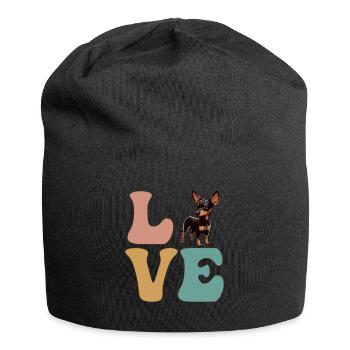 Pinscher miniature amoureux des chiens - Bonnet en jersey - noir - Devant