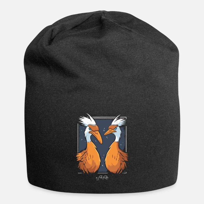 Zwei seltsame Vögel - Jersey-Beanie - Schwarz