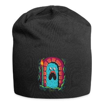 Einfaches Cartoon-Dickes Monster Gruseliger Kerker - Jersey-Beanie - Schwarz - Vorne