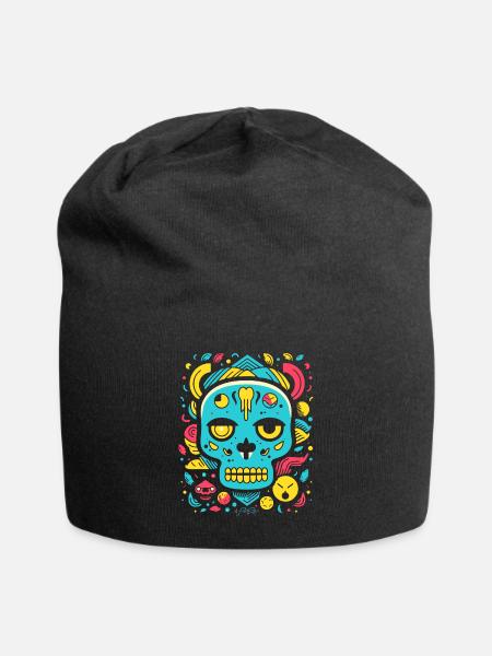 Pop Cartoon, Tier Totenkopf - Jersey-Beanie - Schwarz